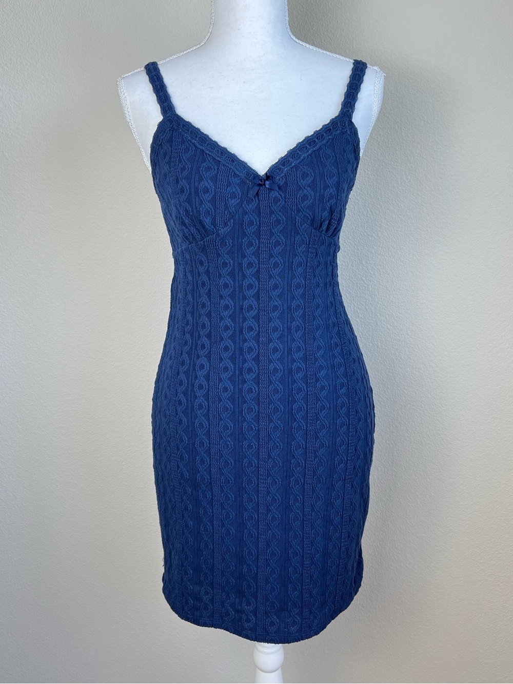 No Boundaries Blue Lace Textured Mini Dress Y2K Coquette Fairy Grunge Bodycon S